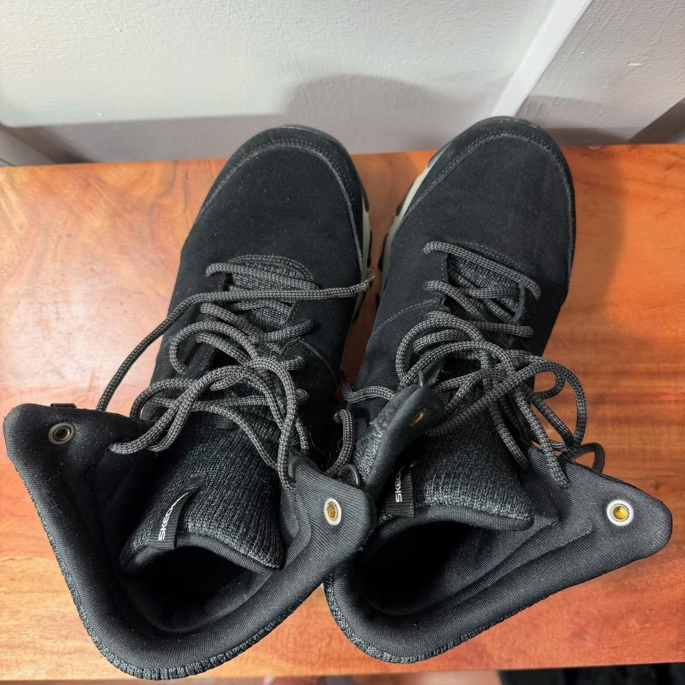 Skechers Women's Black‎ Suede Lace Up High Top Ankle Boots Size 8 Hiking READ